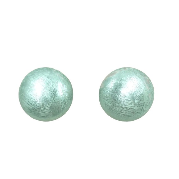Vintage Seafoam Green Button Earrings - Picture 1 of 3